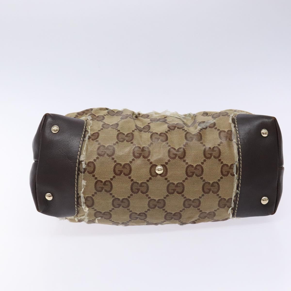 GUCCI GG Crystal Hand Bag Coated Canvas Beige Gold 223964 Auth 138117