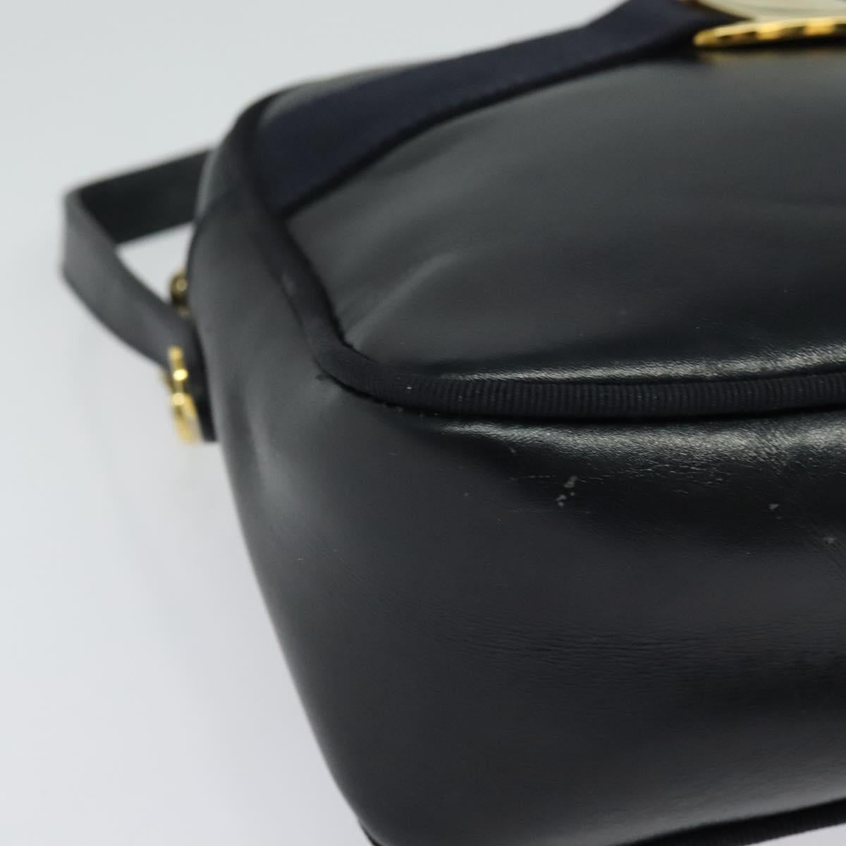 Salvatore Ferragamo Vala Shoulder Bag Leather Navy Gold Auth 138120