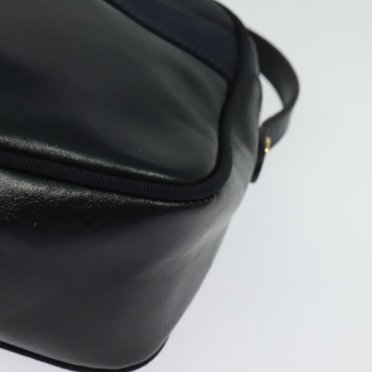 Salvatore Ferragamo Vala Shoulder Bag Leather Navy Gold Auth 138120