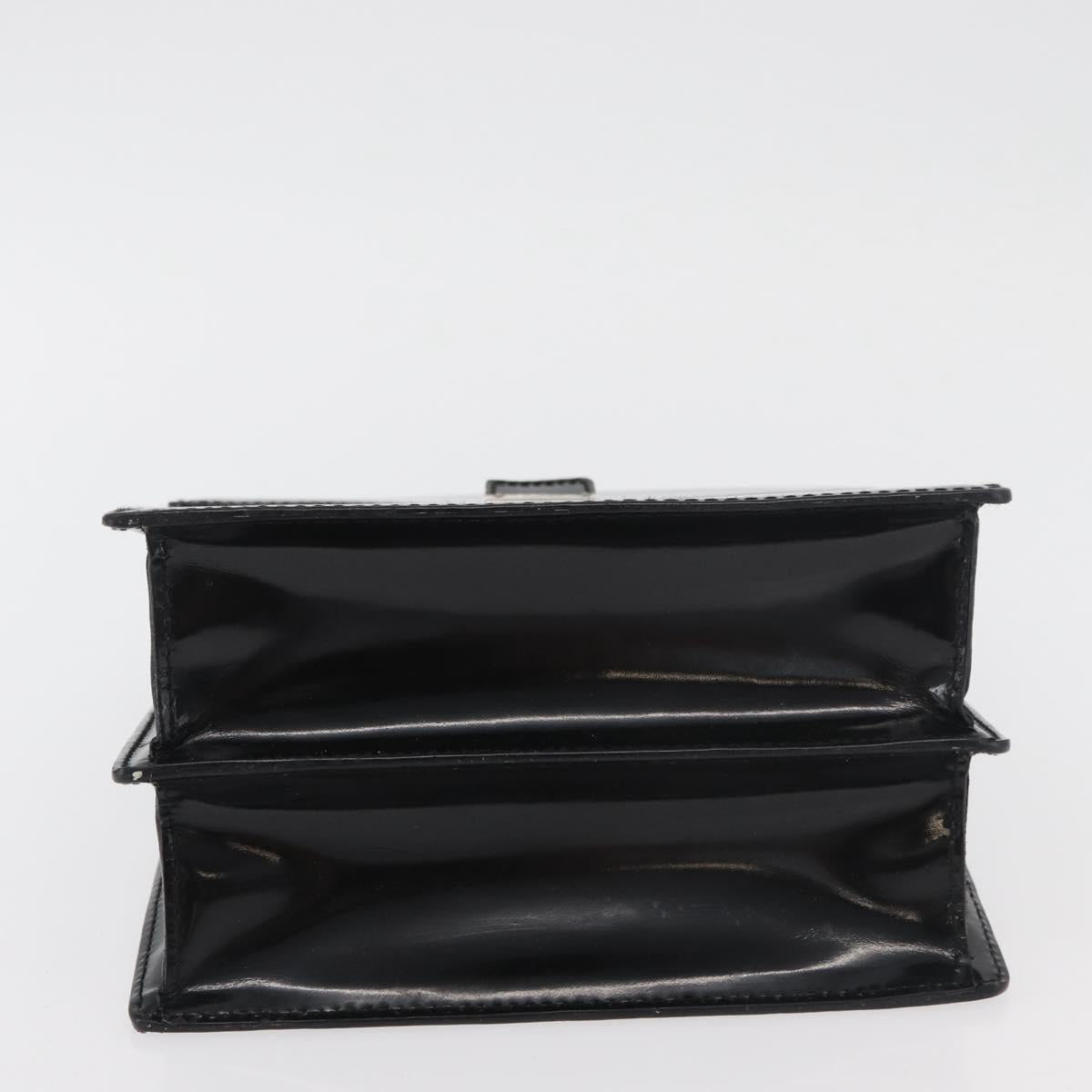 GUCCI Hand Bag Patent leather Black Silver 018 123 1003 Auth 138124