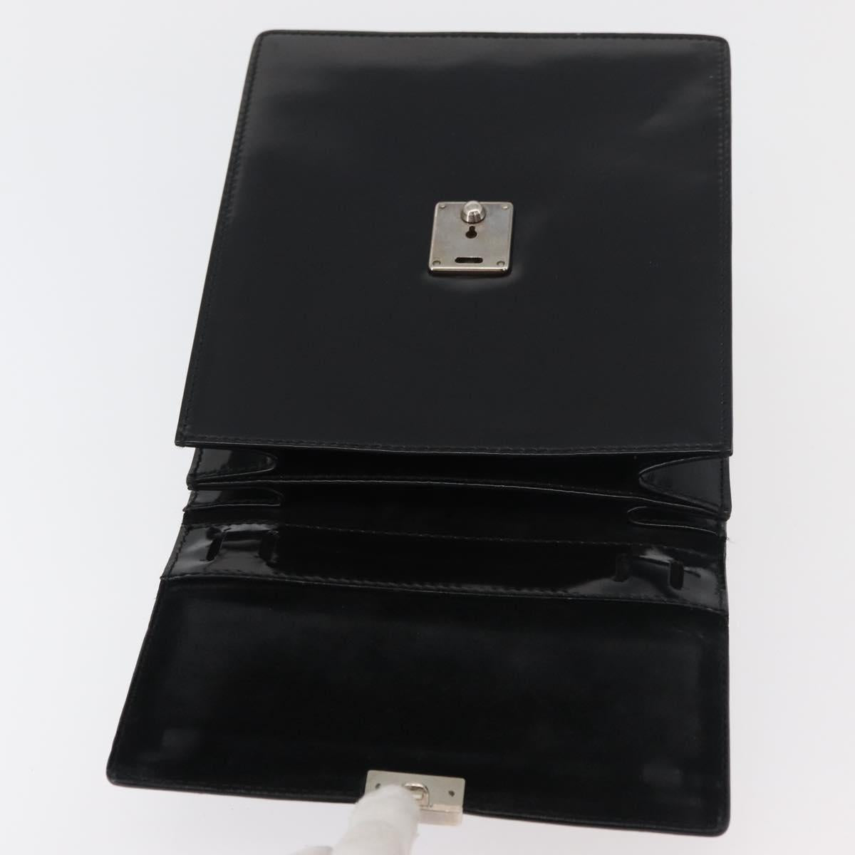 GUCCI Hand Bag Patent leather Black Silver 018 123 1003 Auth 138124