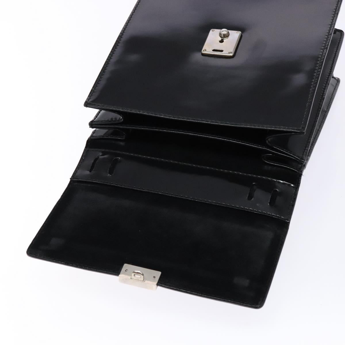 GUCCI Hand Bag Patent leather Black Silver 018 123 1003 Auth 138124