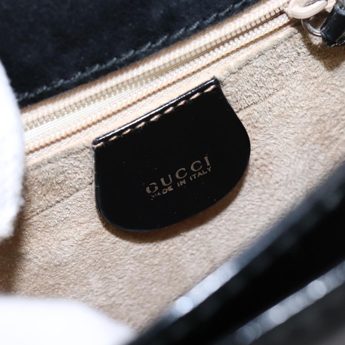 GUCCI Hand Bag Patent leather Black Silver 018 123 1003 Auth 138124