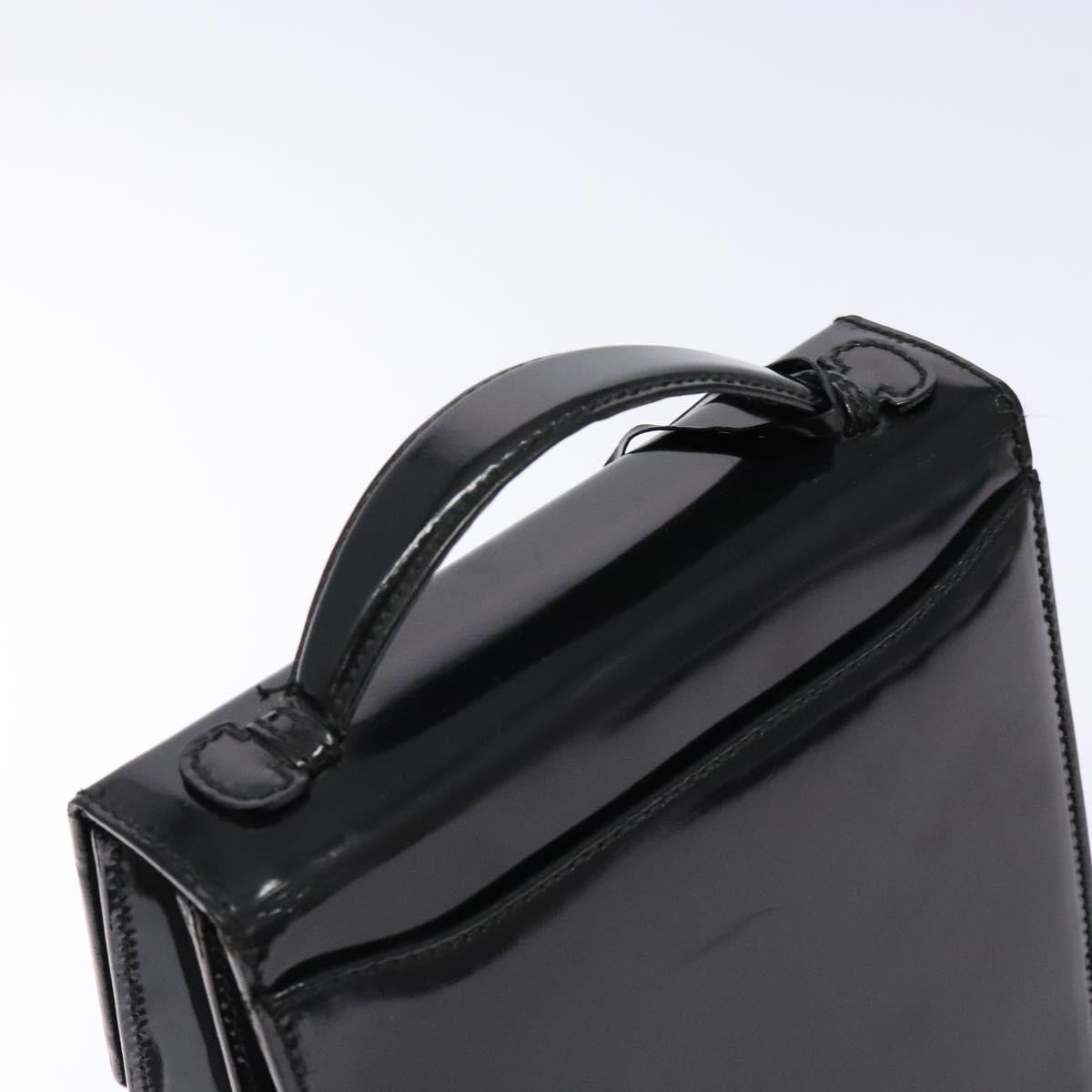 GUCCI Hand Bag Patent leather Black Silver 018 123 1003 Auth 138124