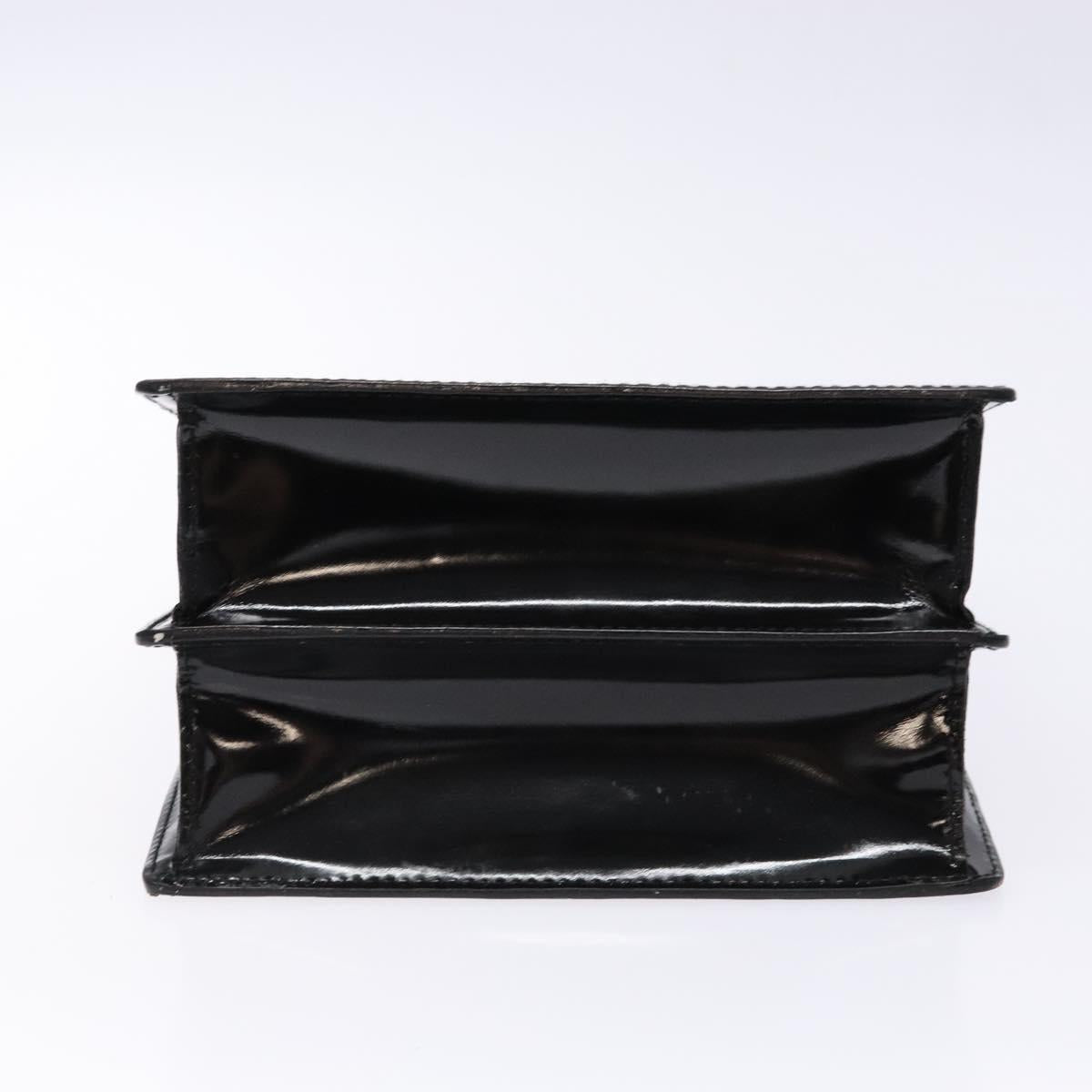 GUCCI Hand Bag Patent leather Black Silver 018 123 1003 Auth 138124