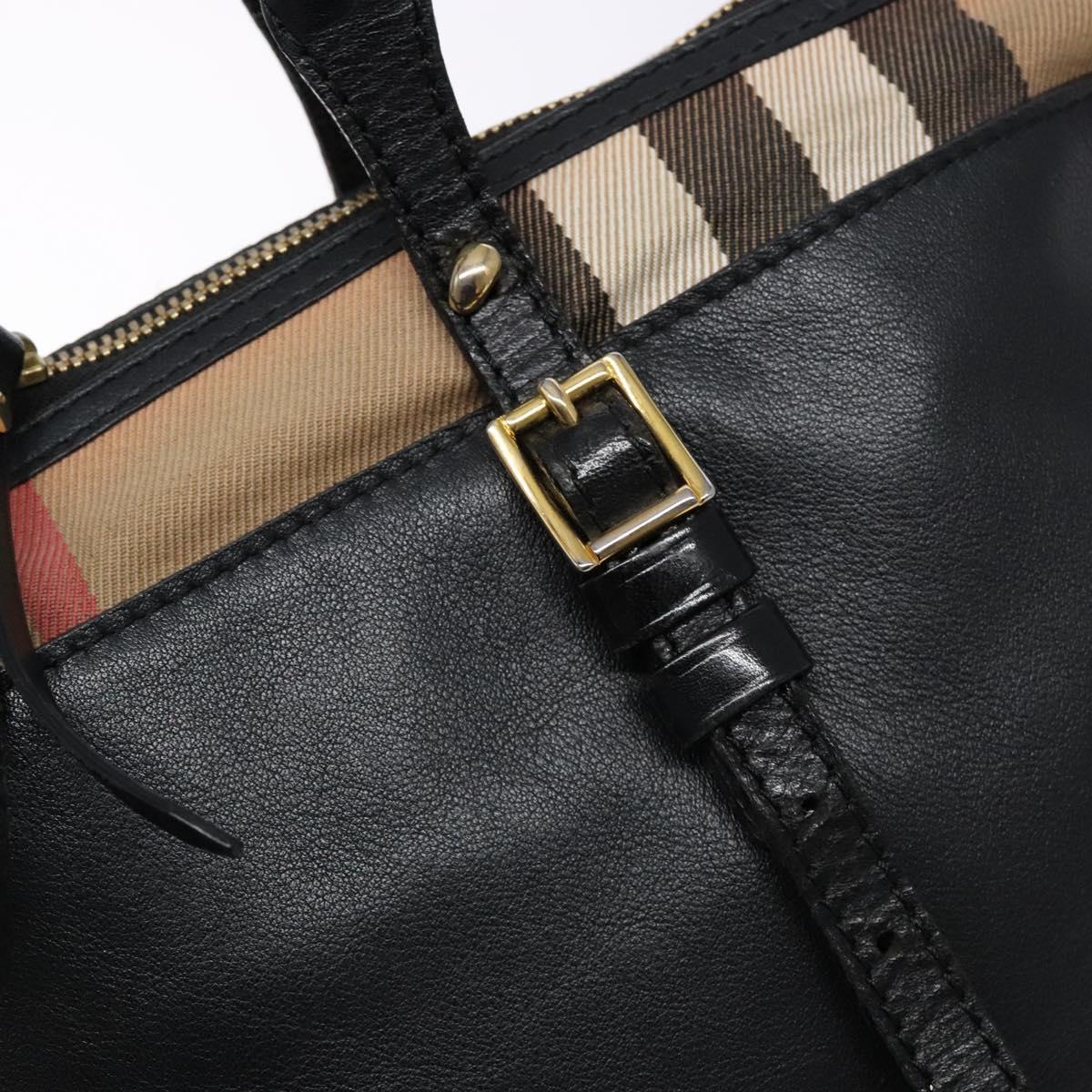 BURBERRY Nova Check Tote Bag Leather Beige Gold Auth 138125