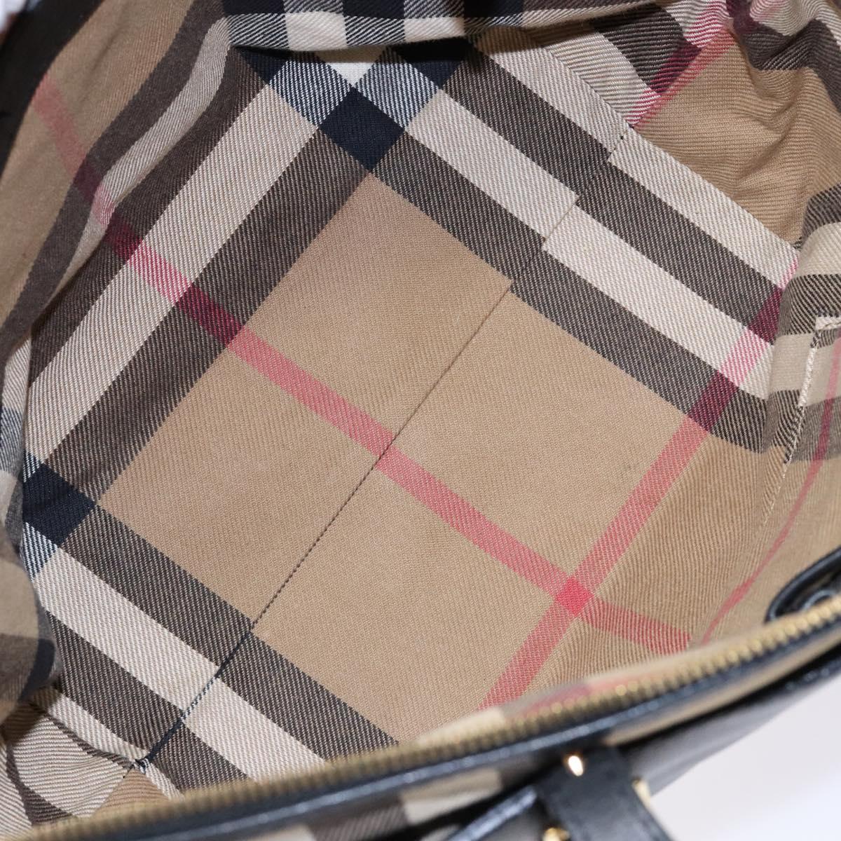 BURBERRY Nova Check Tote Bag Leather Beige Gold Auth 138125