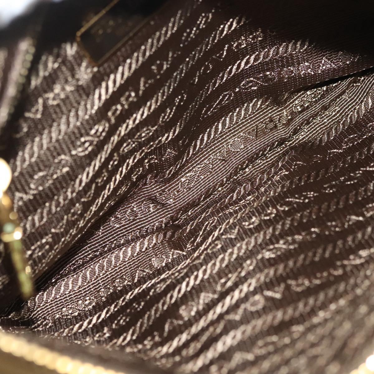 PRADA Clutch Bag Nylon Beige Gold Auth 138126