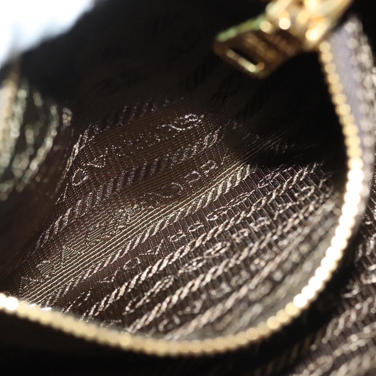 PRADA Clutch Bag Nylon Beige Gold Auth 138126