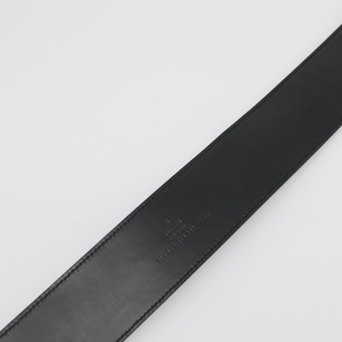 GUCCI Belt Leather 37.4"" Black Gold 114651 Auth 138130
