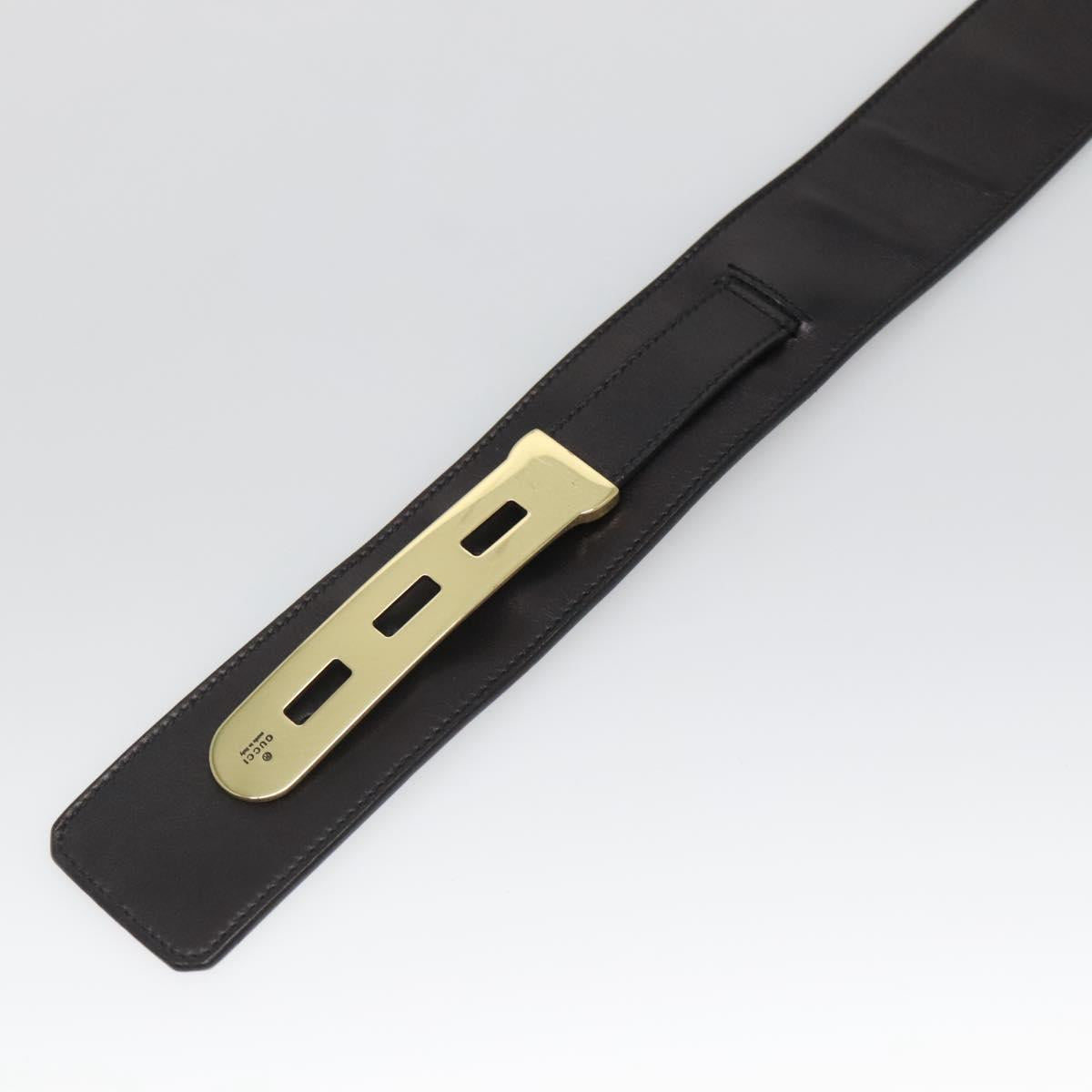 GUCCI Belt Leather 37.4"" Black Gold 114651 Auth 138130
