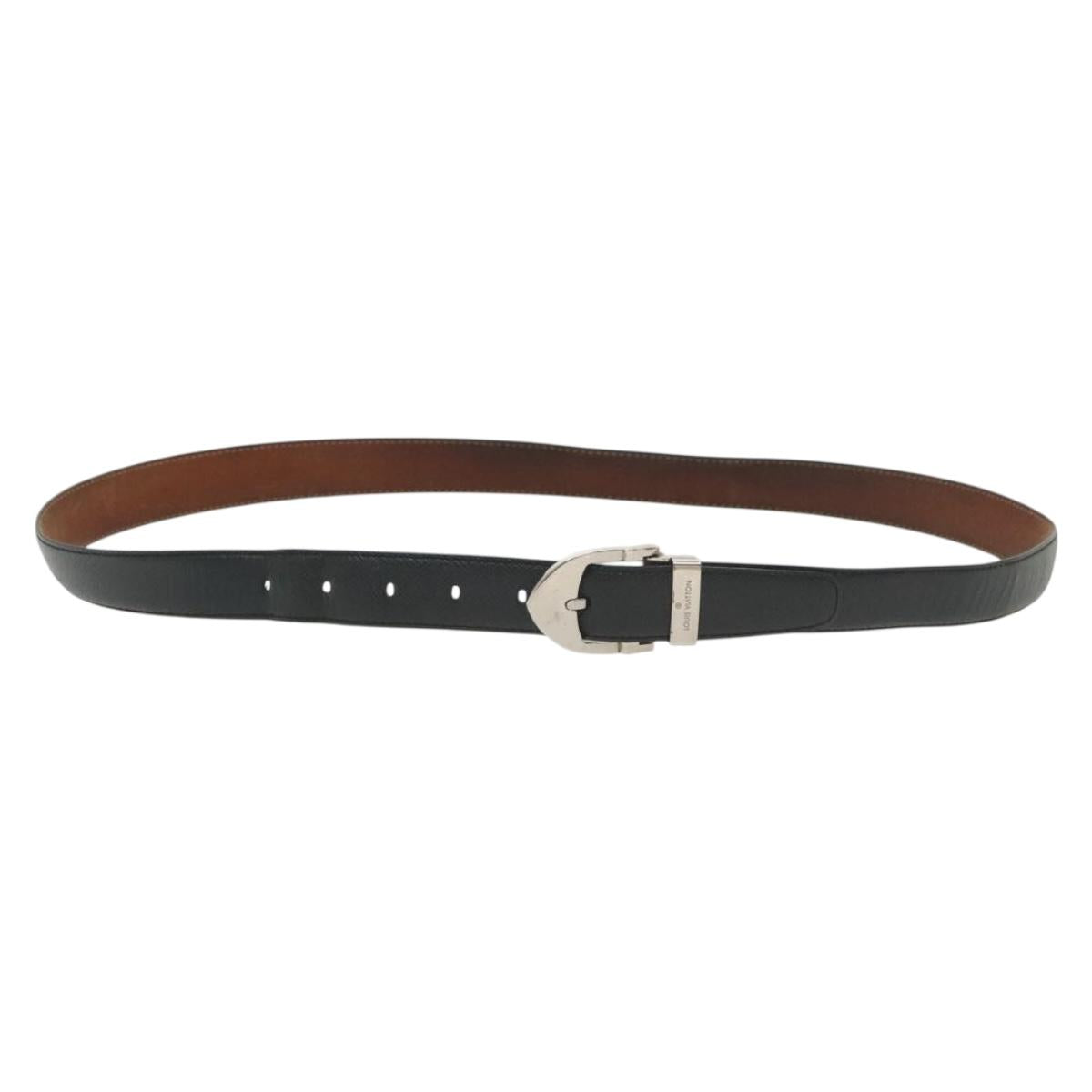 LOUIS VUITTON Taiga Ceinture Classic Belt 49.2"" Black LV Auth 138132