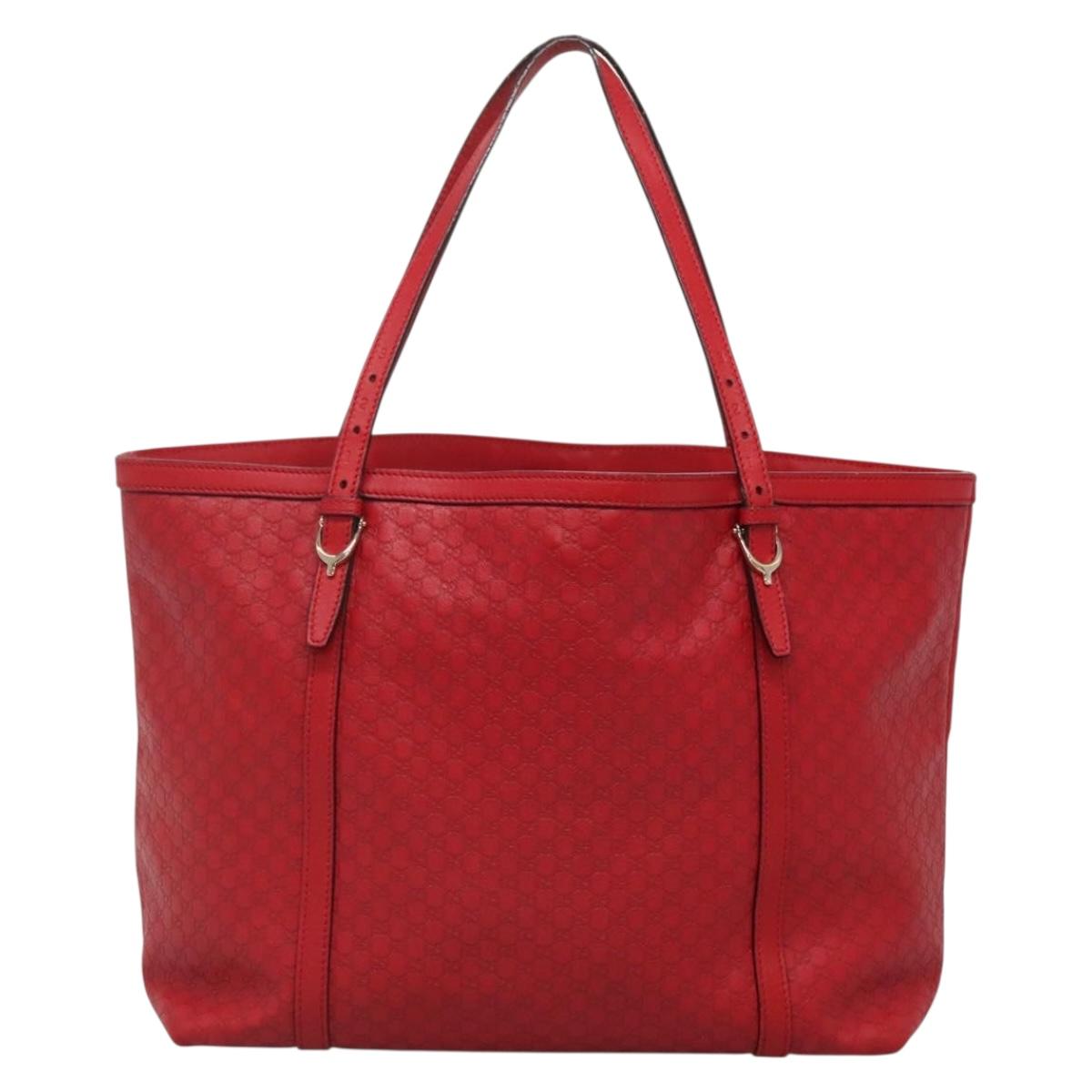GUCCI Micro GG Canvas Micro Guccissima Bag Leather Red Gold 309613 Auth 138140