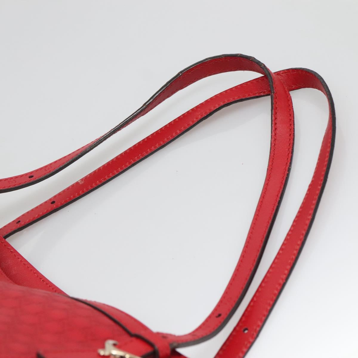 GUCCI Micro GG Canvas Micro Guccissima Bag Leather Red Gold 309613 Auth 138140