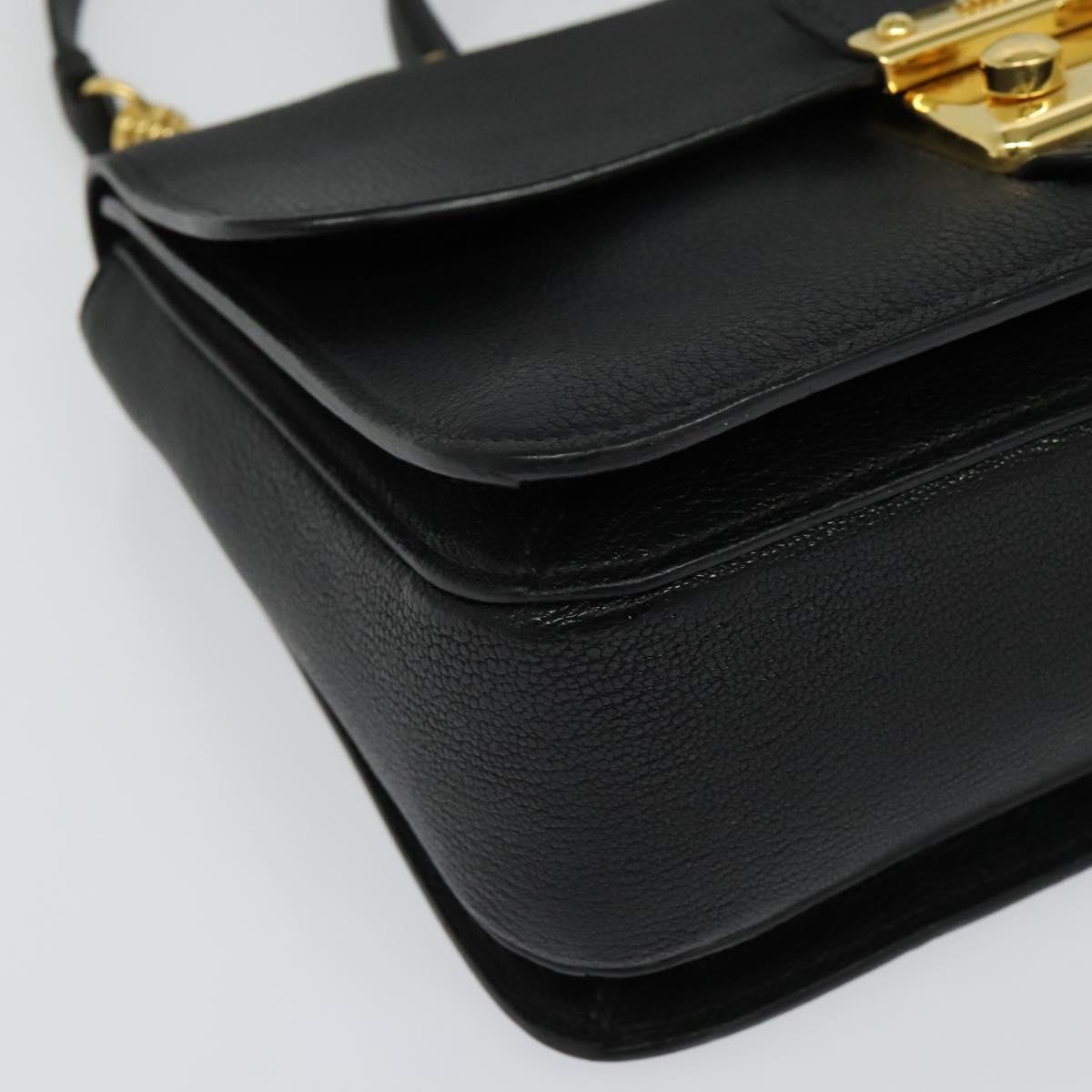 Miu Miu Hand Bag Leather 2way Black Gold Auth 138148