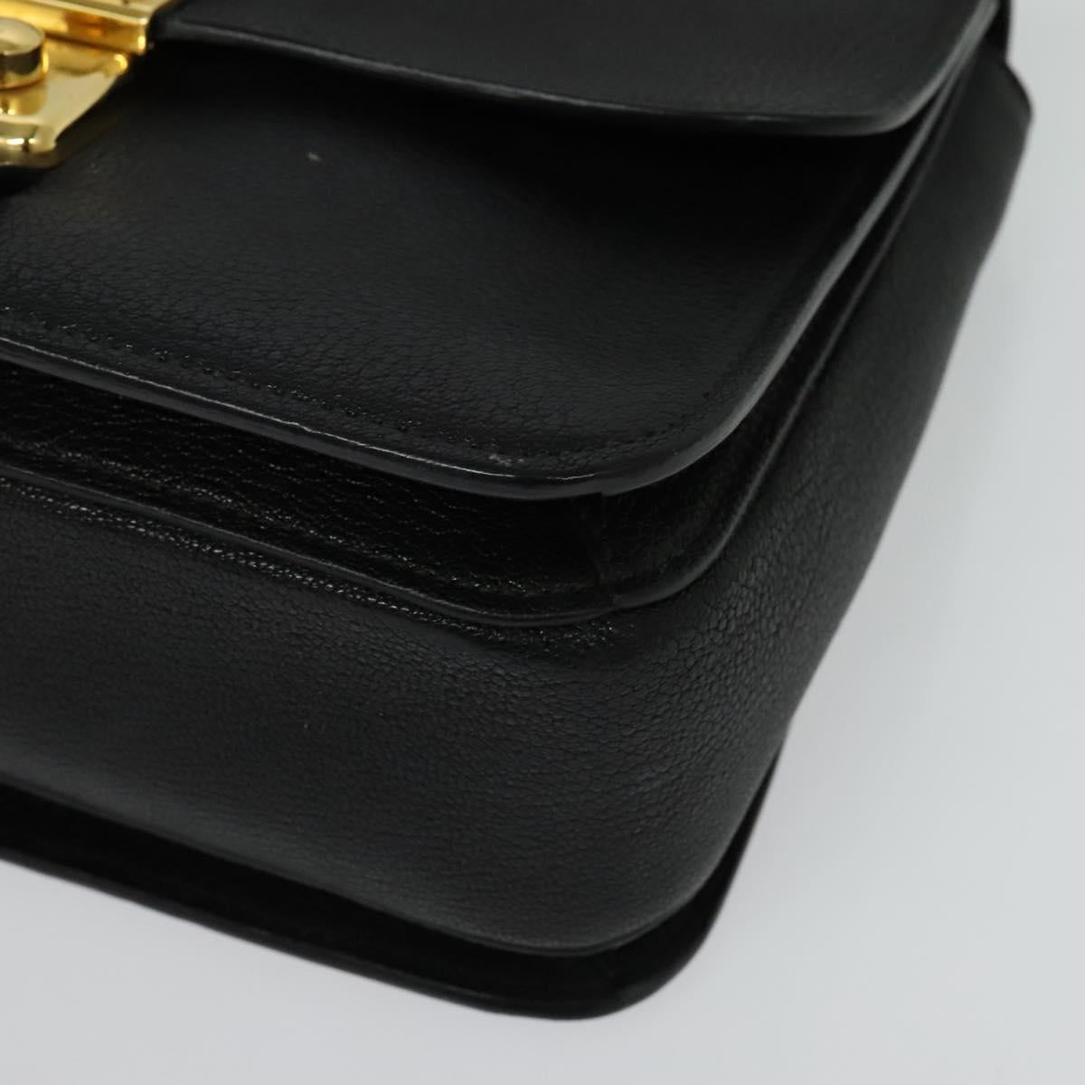 Miu Miu Hand Bag Leather 2way Black Gold Auth 138148