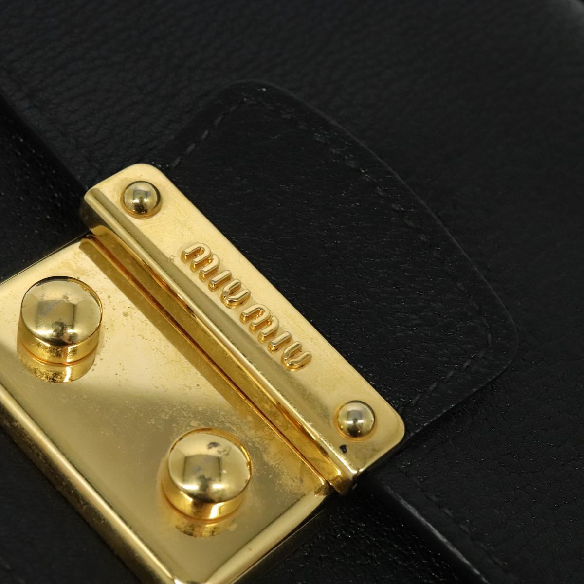 Miu Miu Hand Bag Leather 2way Black Gold Auth 138148