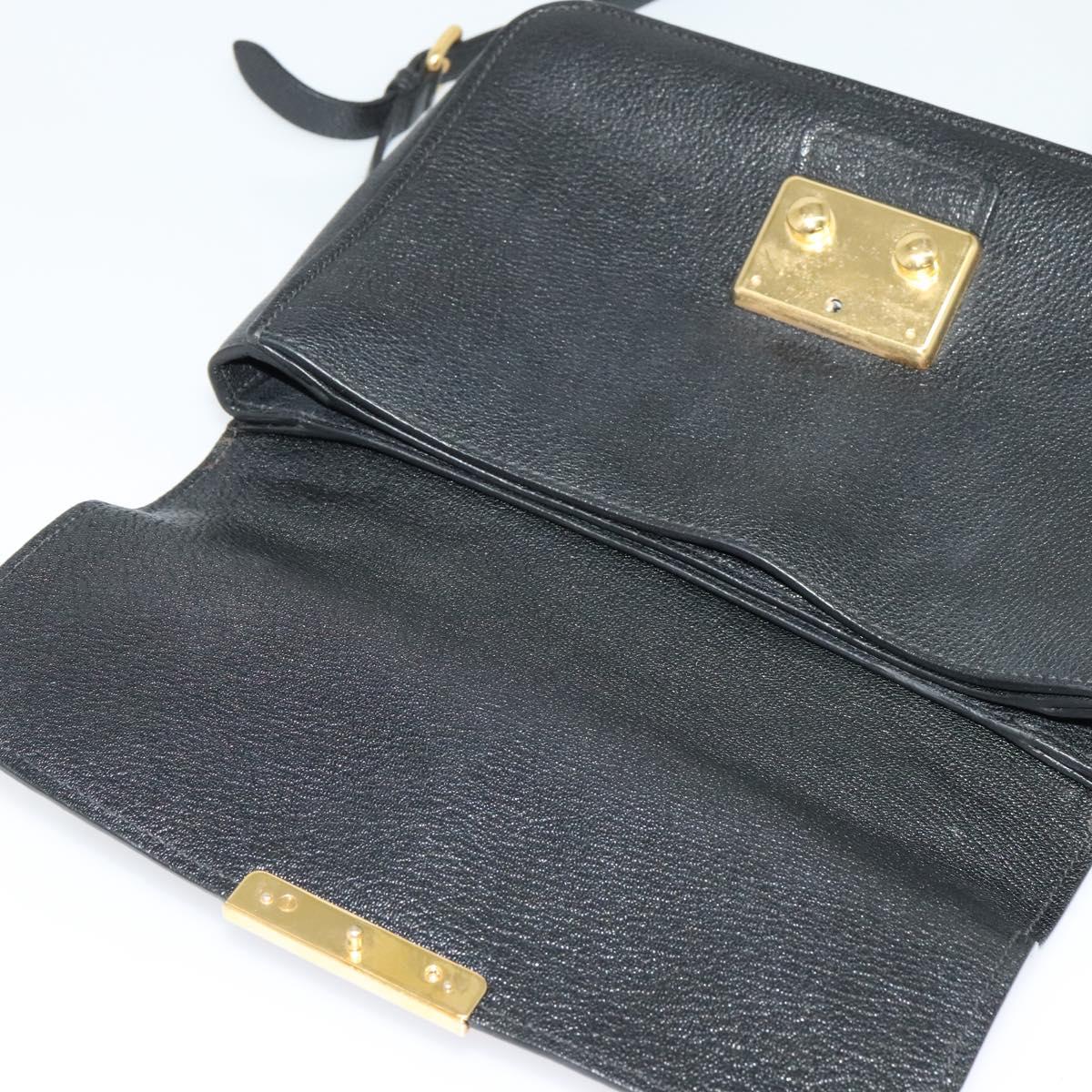 Miu Miu Hand Bag Leather 2way Black Gold Auth 138148