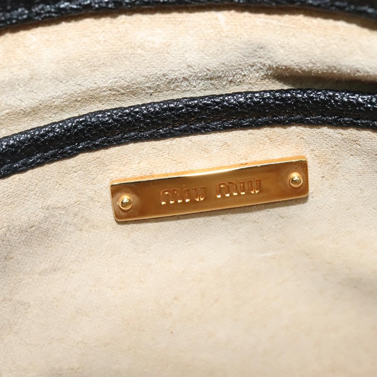 Miu Miu Hand Bag Leather 2way Black Gold Auth 138148