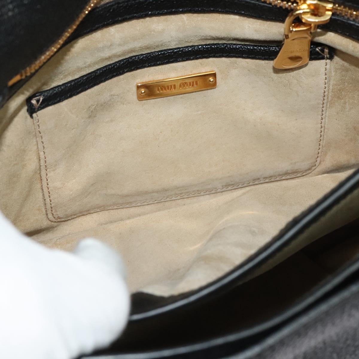 Miu Miu Hand Bag Leather 2way Black Gold Auth 138148