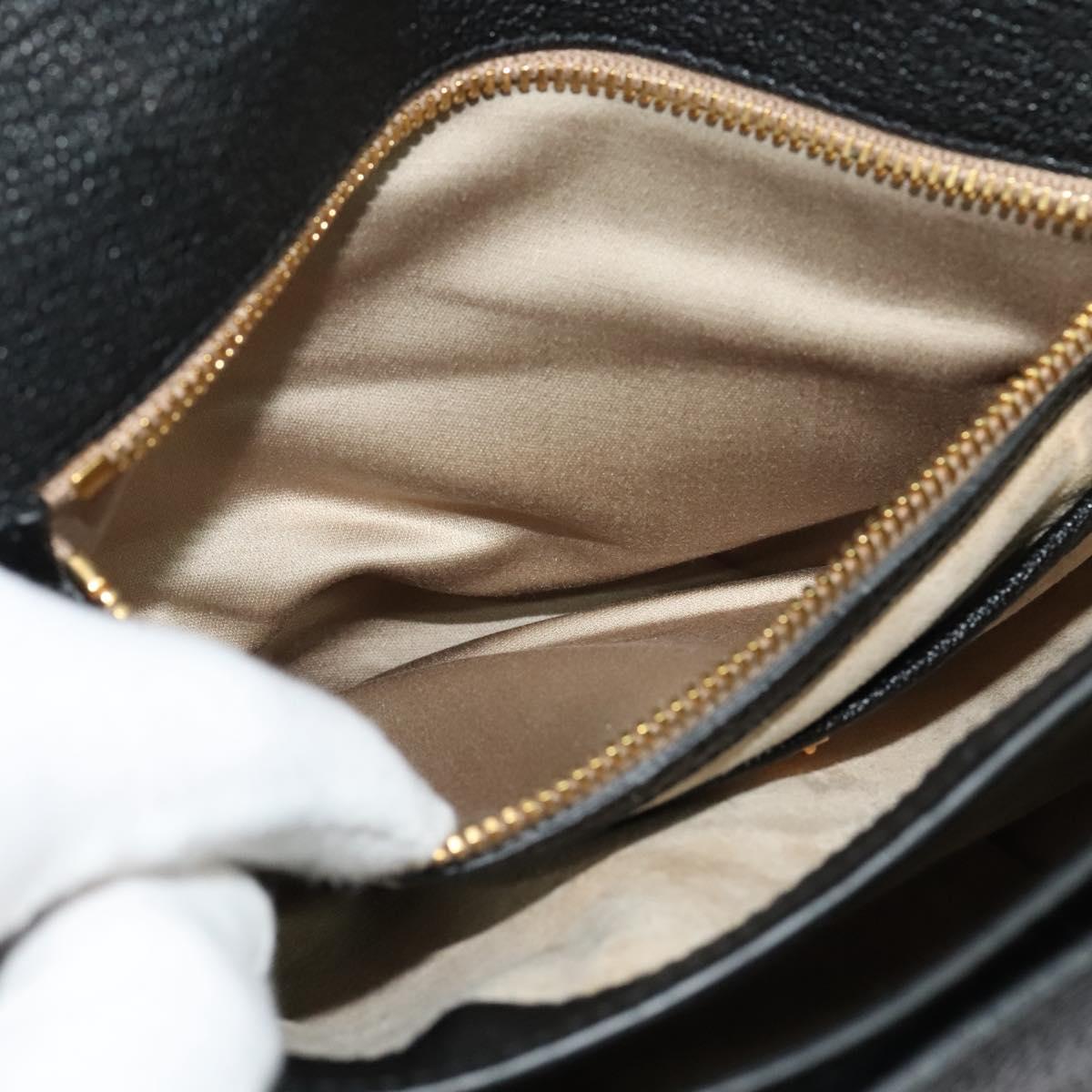 Miu Miu Hand Bag Leather 2way Black Gold Auth 138148