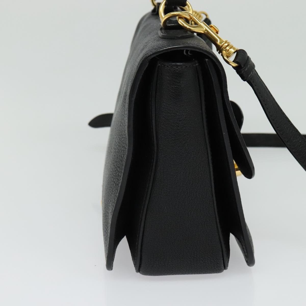 Miu Miu Hand Bag Leather 2way Black Gold Auth 138148