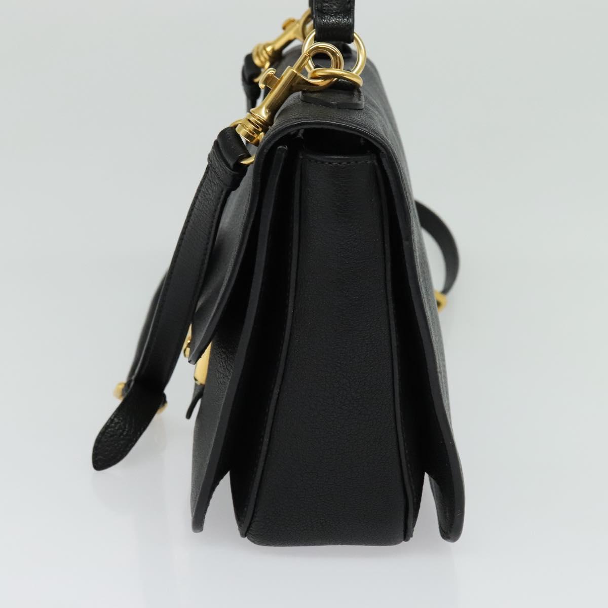 Miu Miu Hand Bag Leather 2way Black Gold Auth 138148