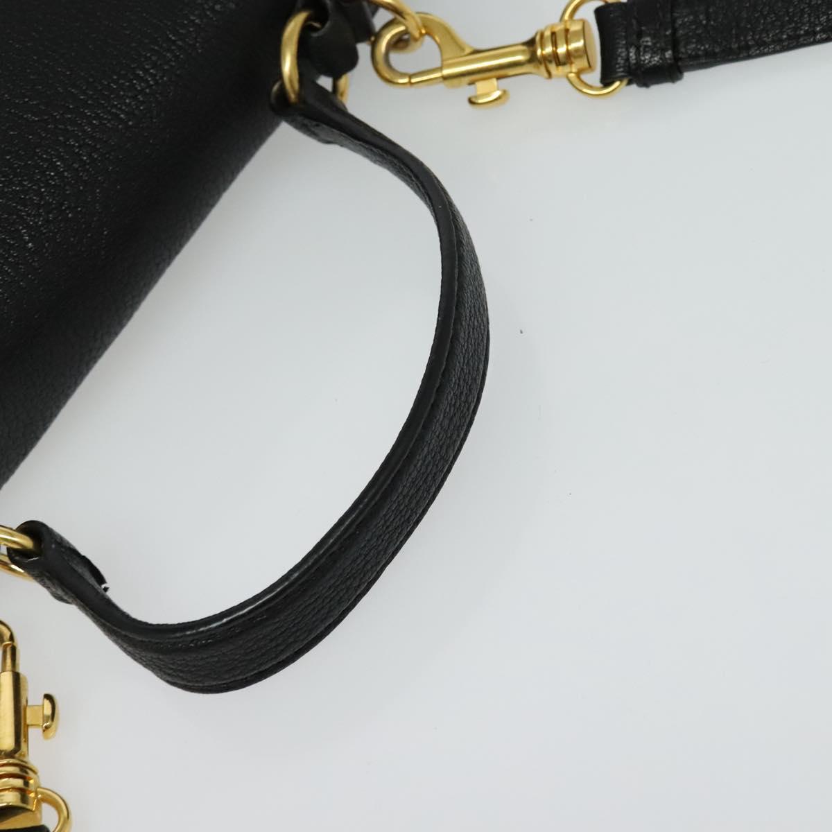 Miu Miu Hand Bag Leather 2way Black Gold Auth 138148