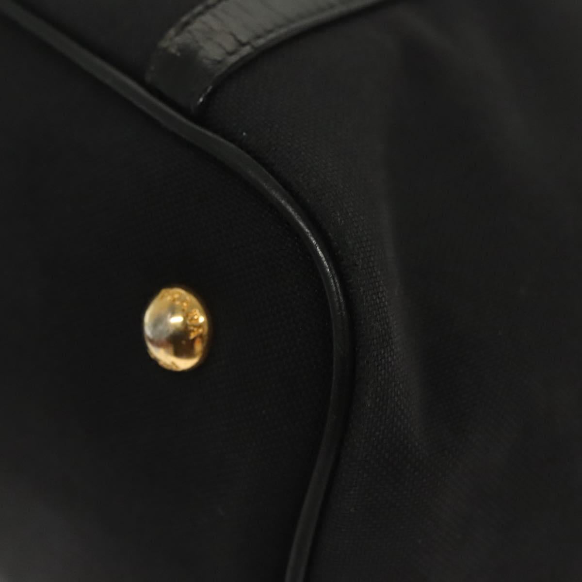 PRADA Tote Bag Canvas Black Gold Auth 138150