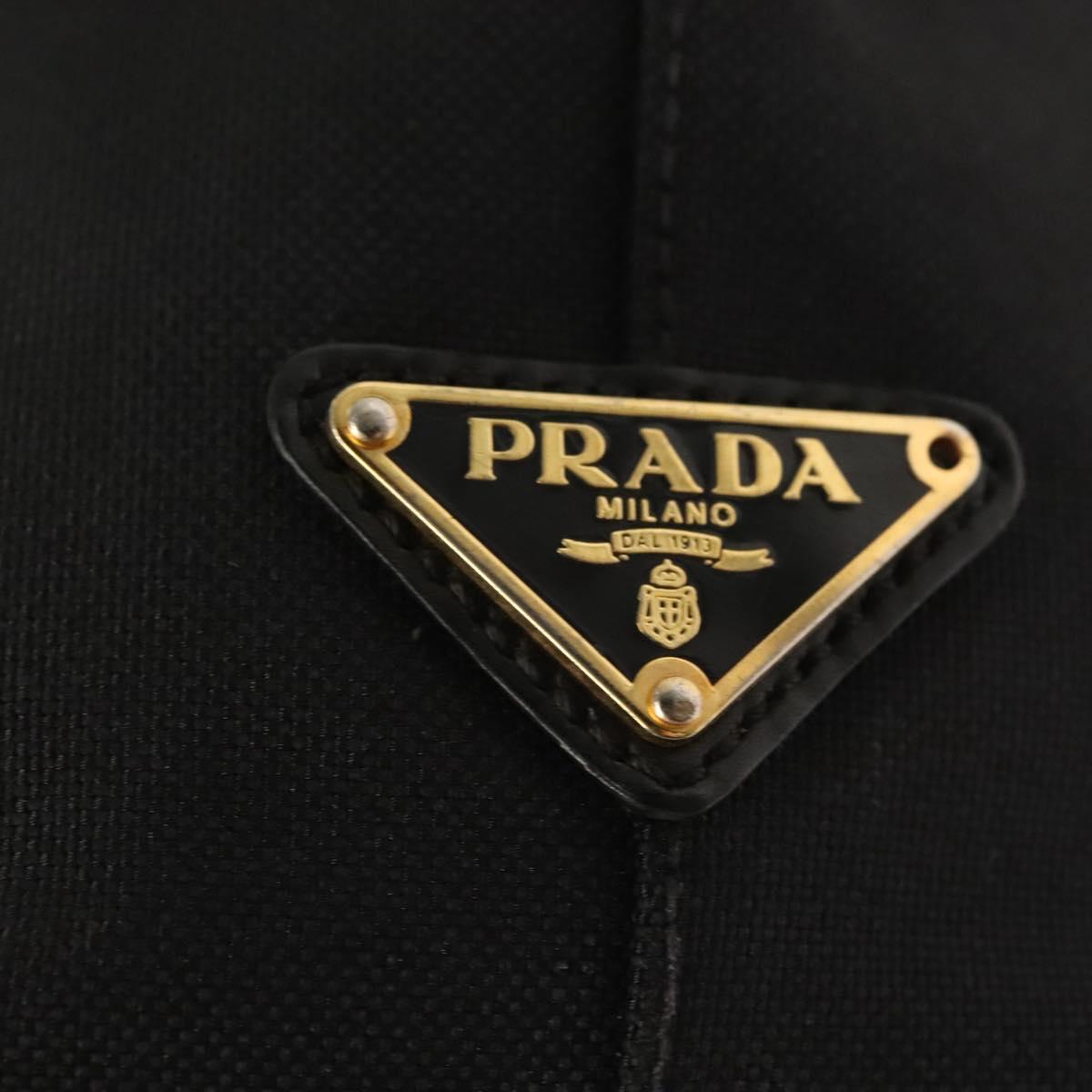 PRADA Tote Bag Canvas Black Gold Auth 138150
