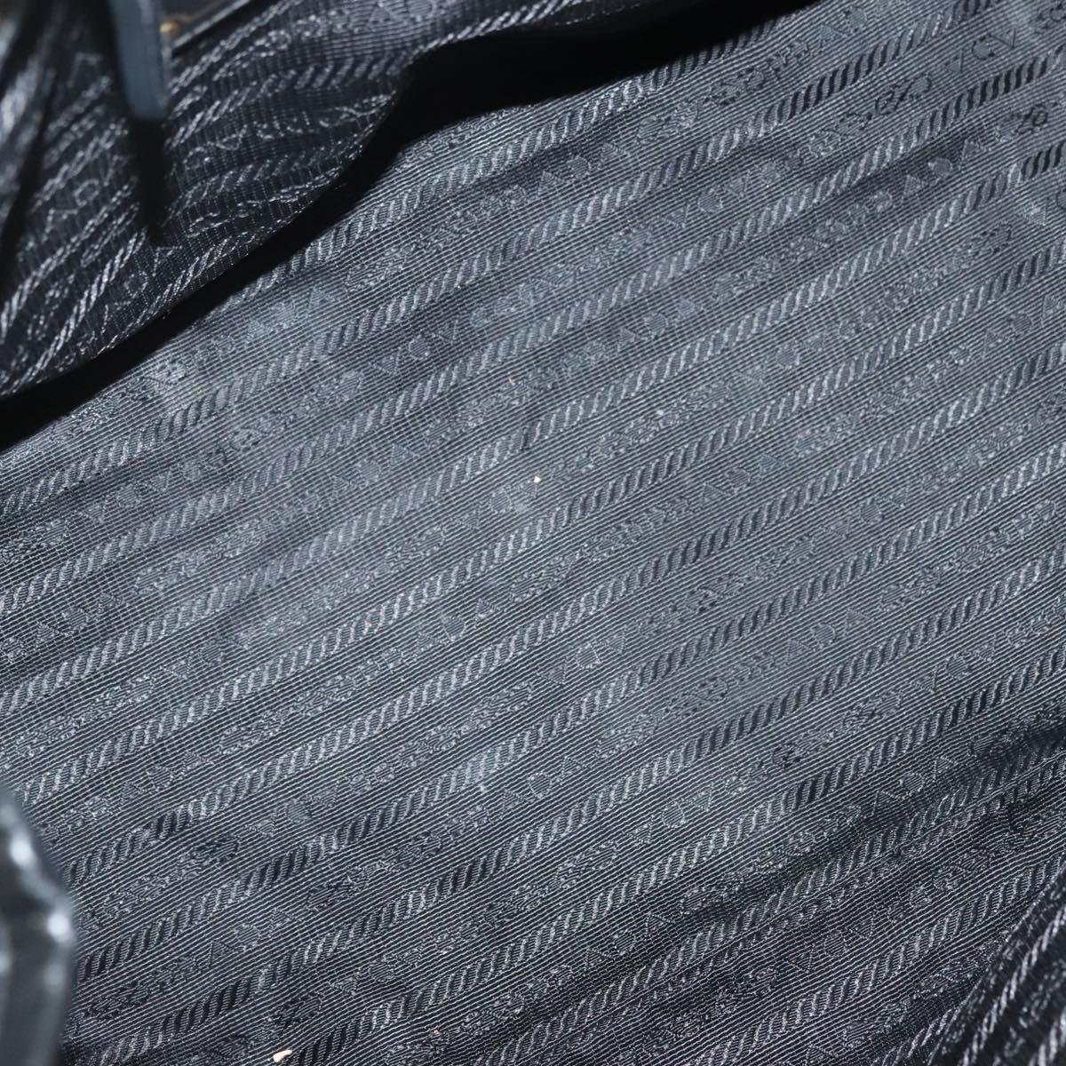 PRADA Tote Bag Canvas Black Gold Auth 138150