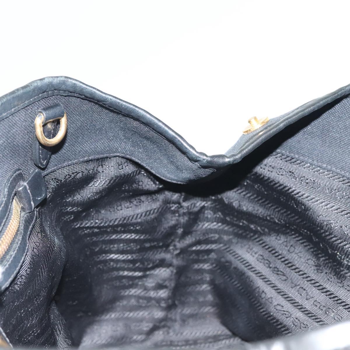 PRADA Tote Bag Canvas Black Gold Auth 138150