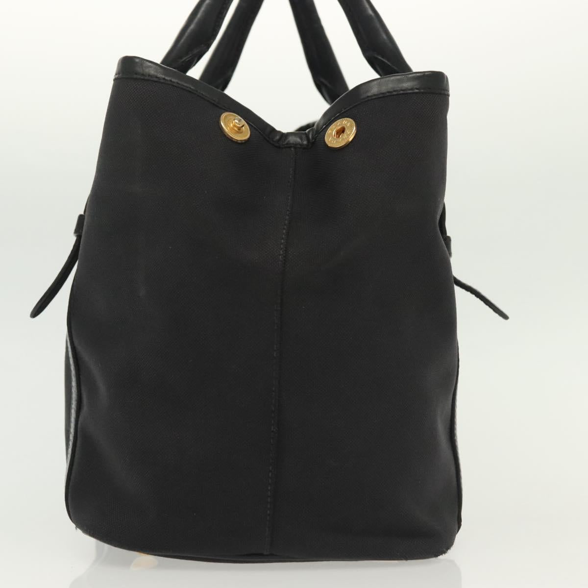 PRADA Tote Bag Canvas Black Gold Auth 138150