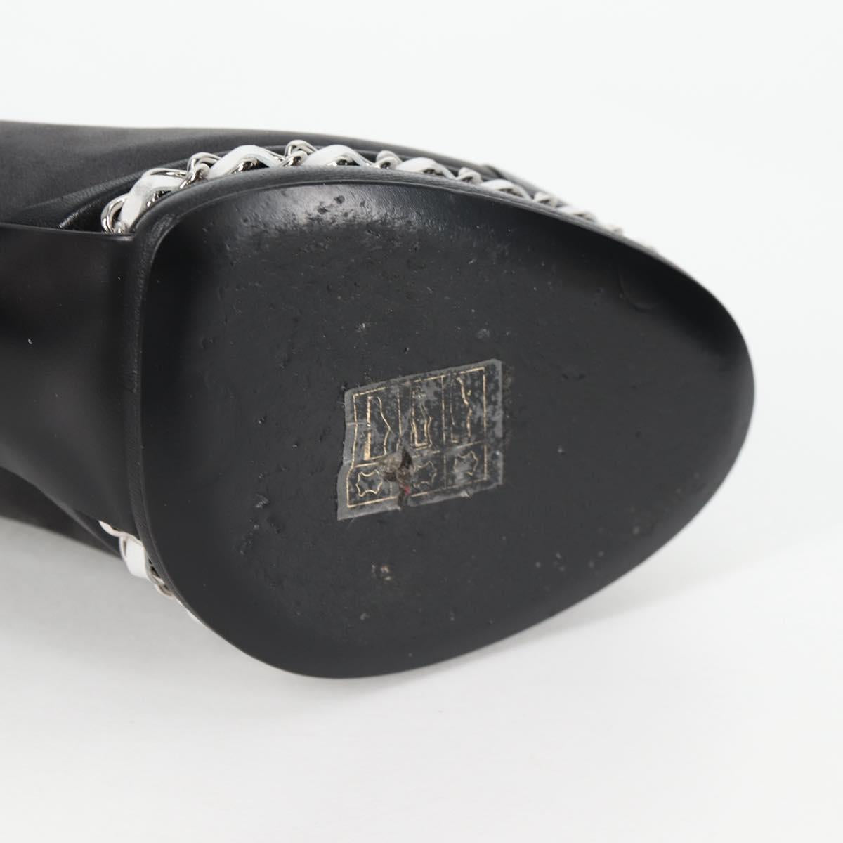 CHANEL Pumps High Heels Leather 36C Black CC Auth 138153V