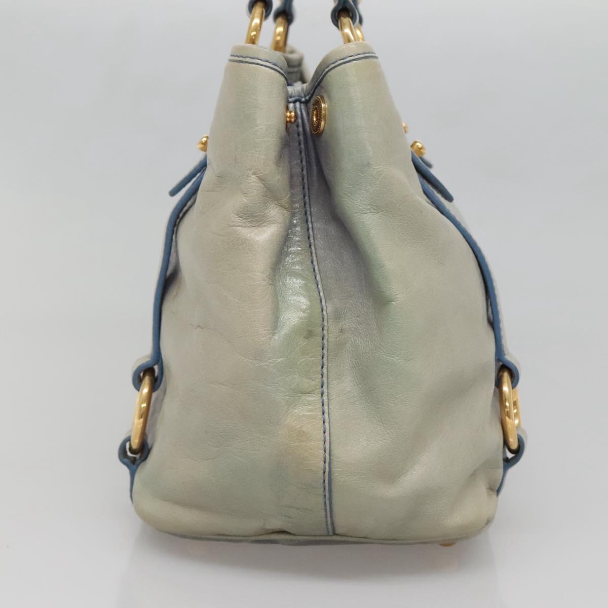 Miu Miu Hand Bag Leather Light Blue Gold Auth 138164