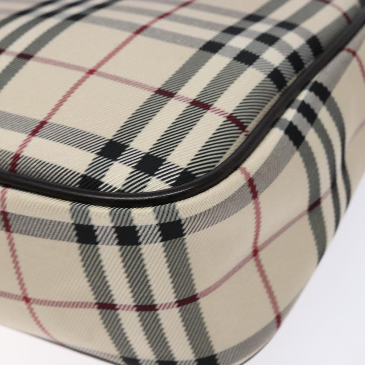 BURBERRY Nova Check Shoulder Bag Canvas Beige Silver Auth 138176