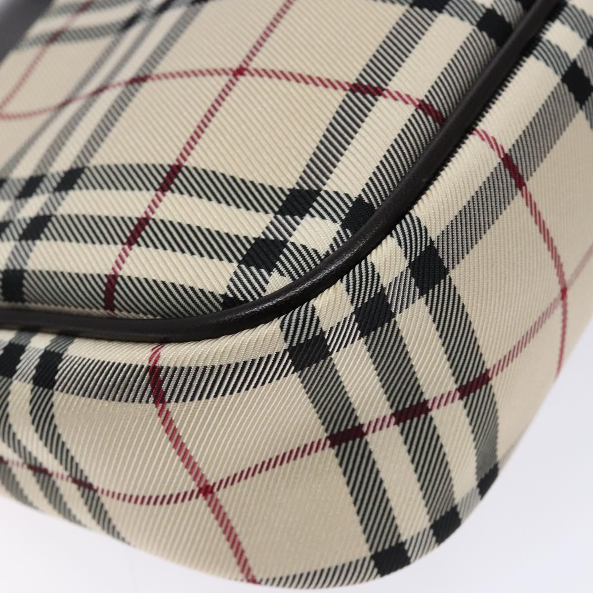 BURBERRY Nova Check Shoulder Bag Canvas Beige Silver Auth 138176