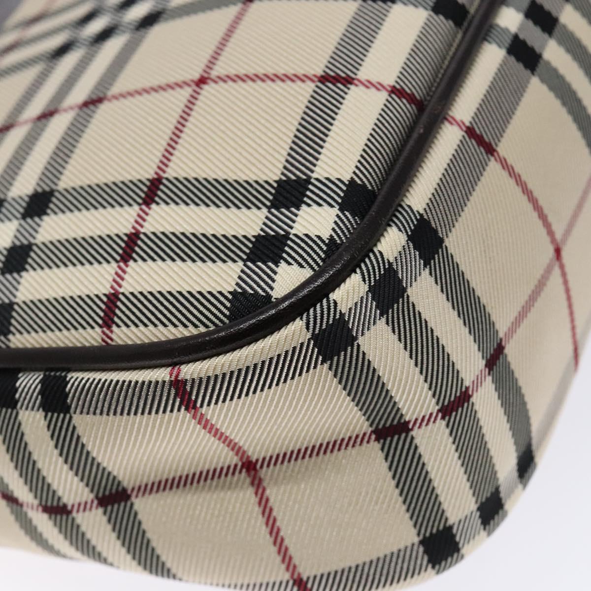 BURBERRY Nova Check Shoulder Bag Canvas Beige Silver Auth 138176