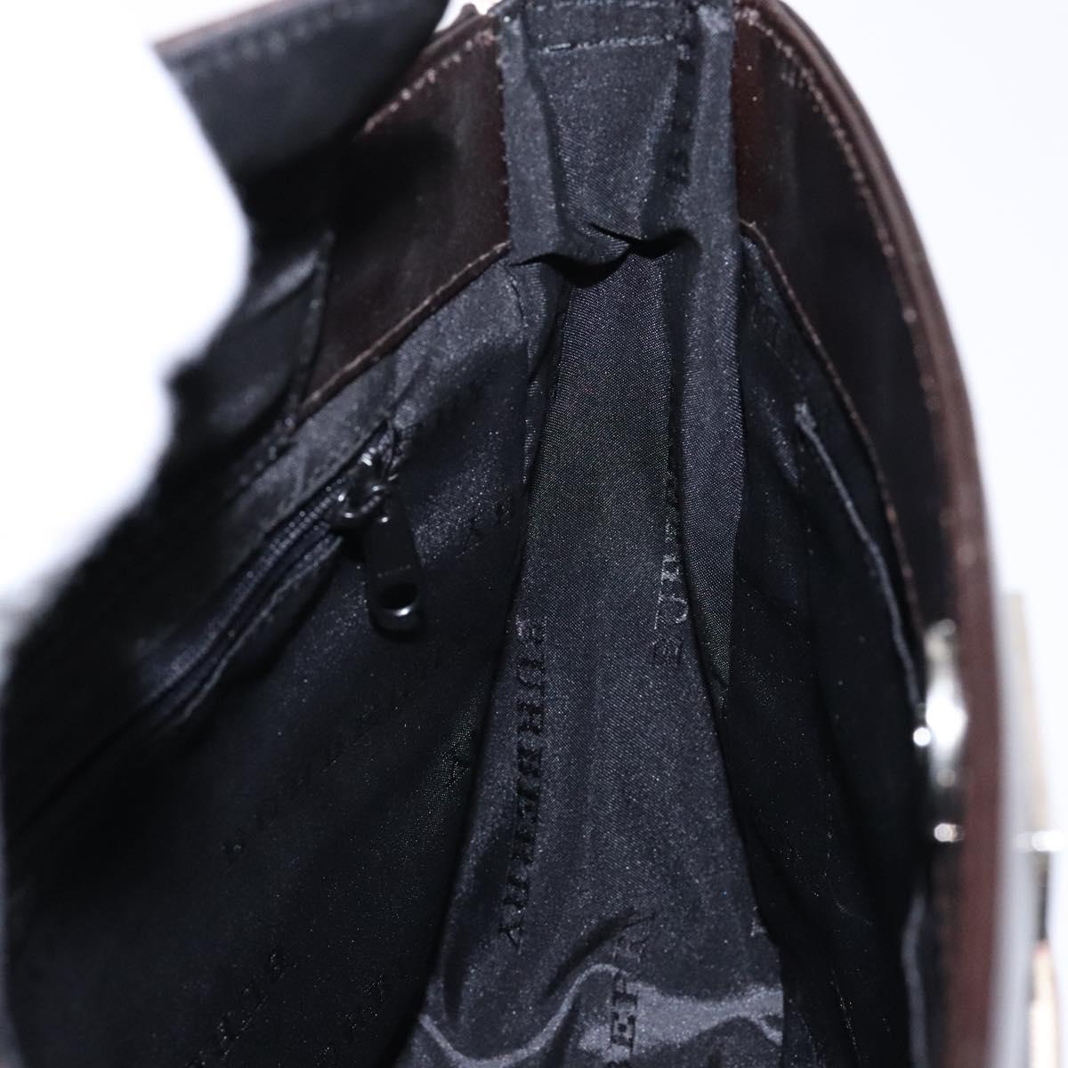 BURBERRY Nova Check Shoulder Bag Canvas Beige Silver Auth 138176