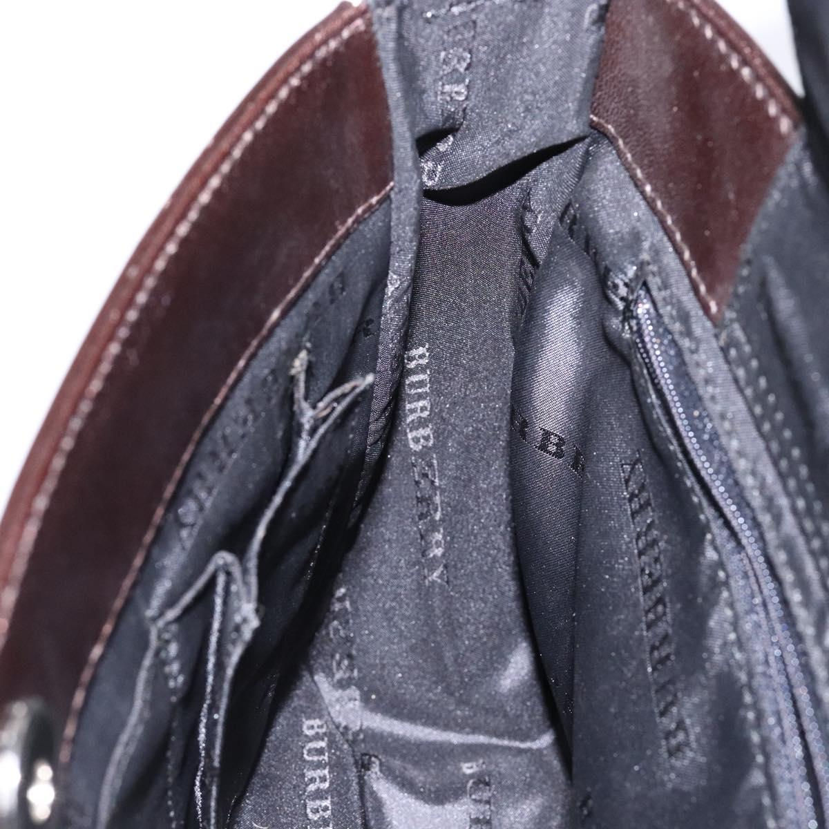 BURBERRY Nova Check Shoulder Bag Canvas Beige Silver Auth 138176