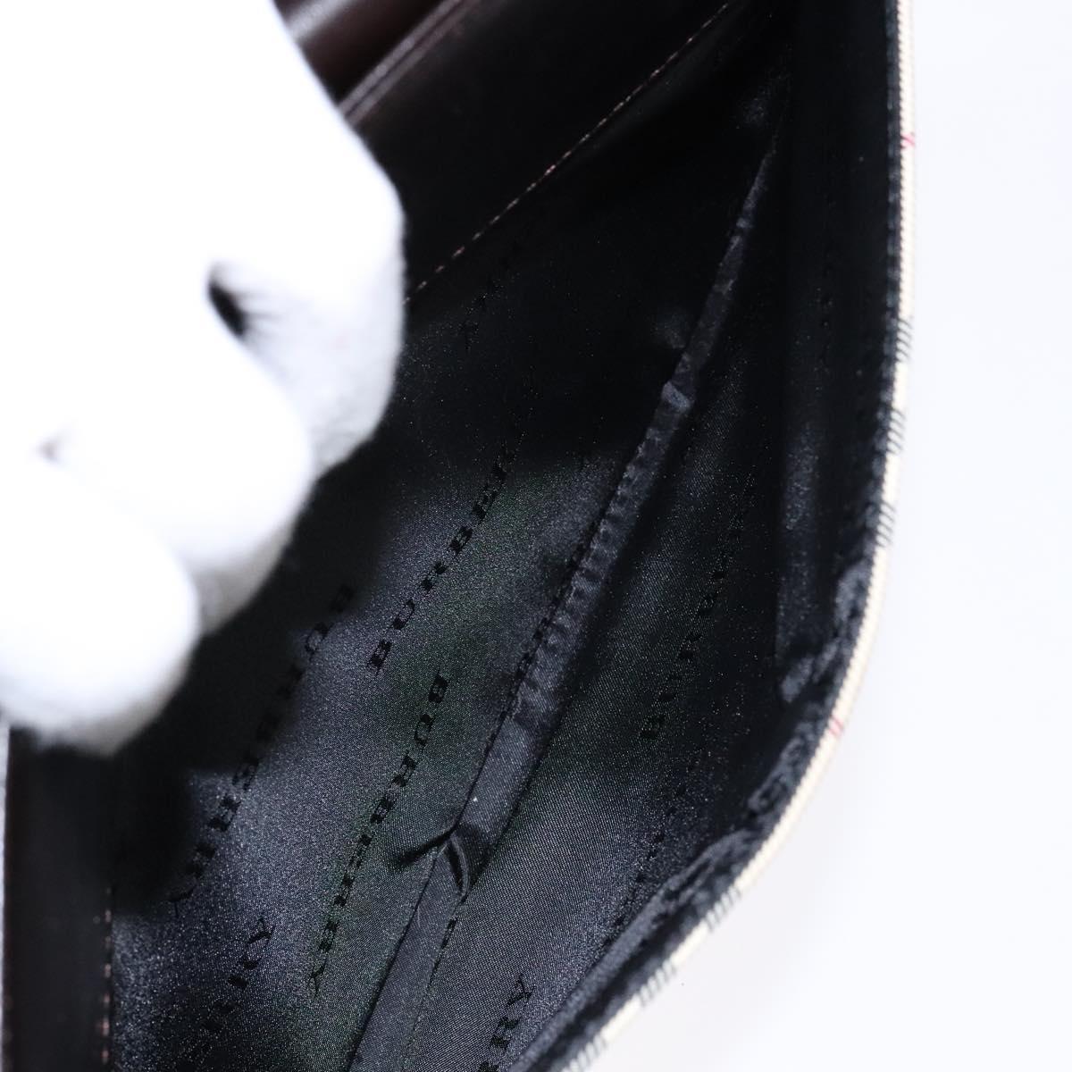 BURBERRY Nova Check Shoulder Bag Canvas Beige Silver Auth 138176