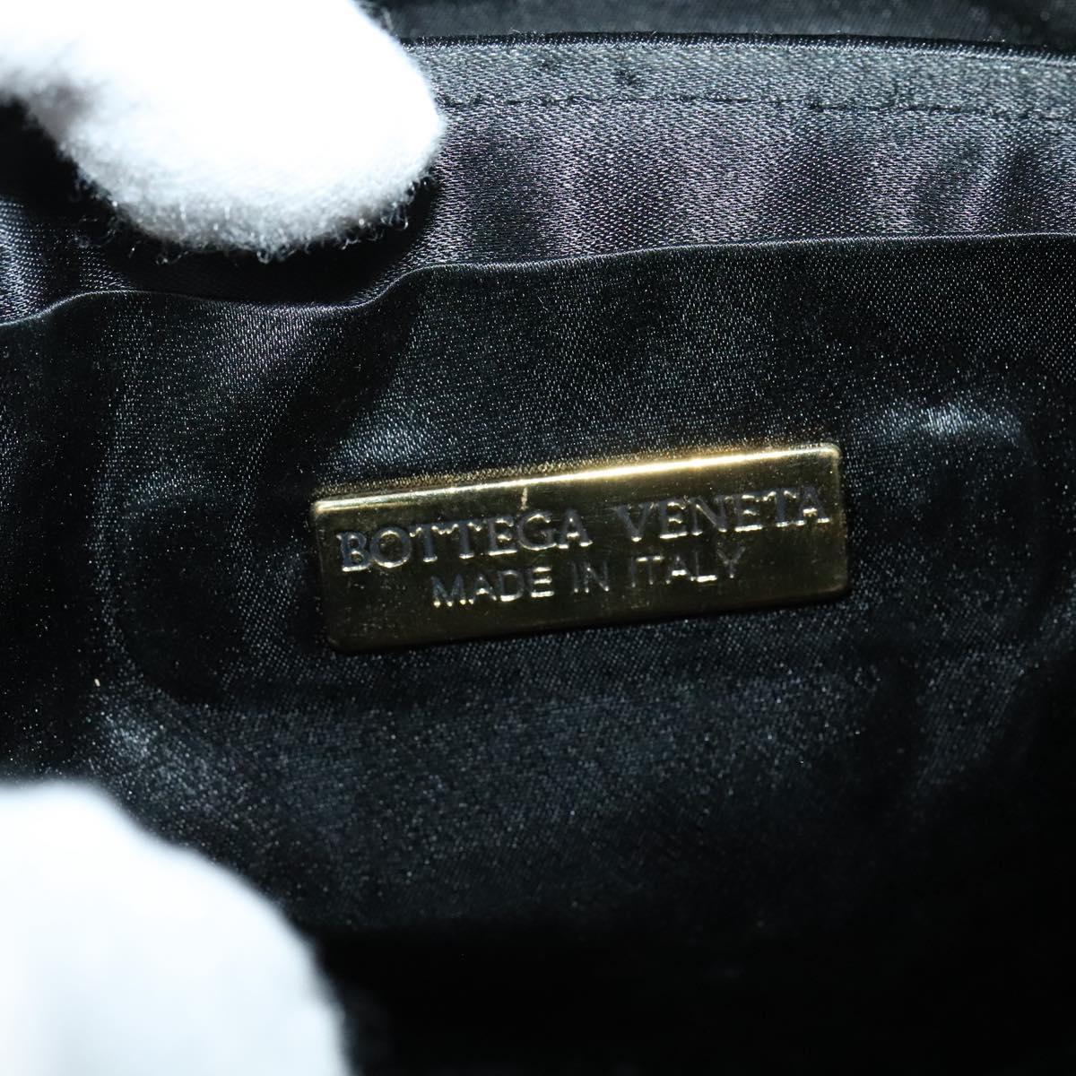 BOTTEGA VENETA Shoulder Bag Satin Black Gold Auth 138179