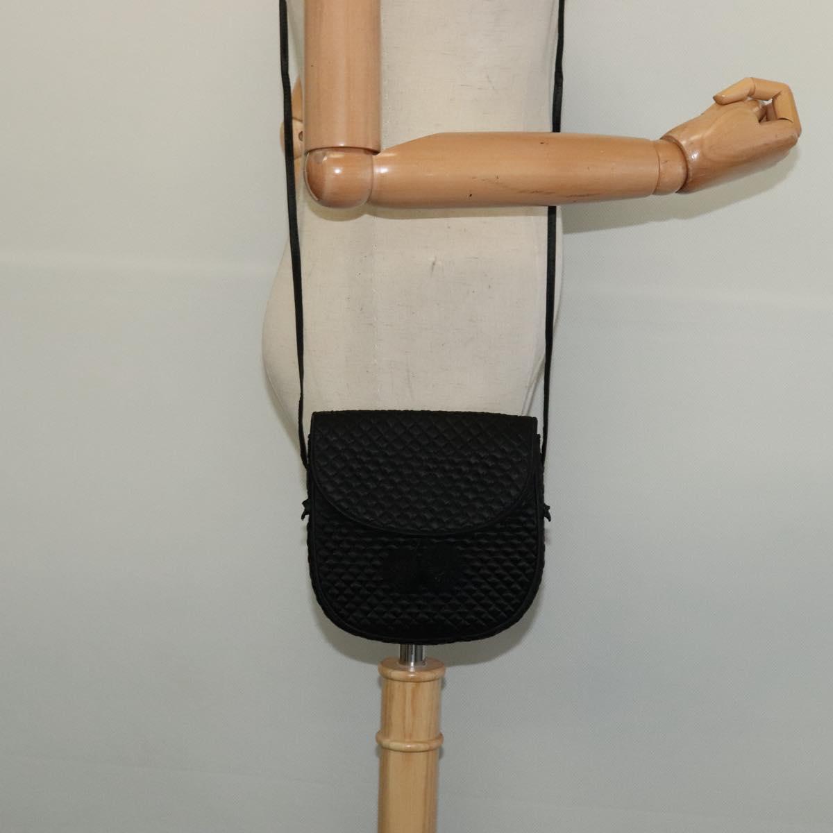 BOTTEGA VENETA Shoulder Bag Satin Black Gold Auth 138179