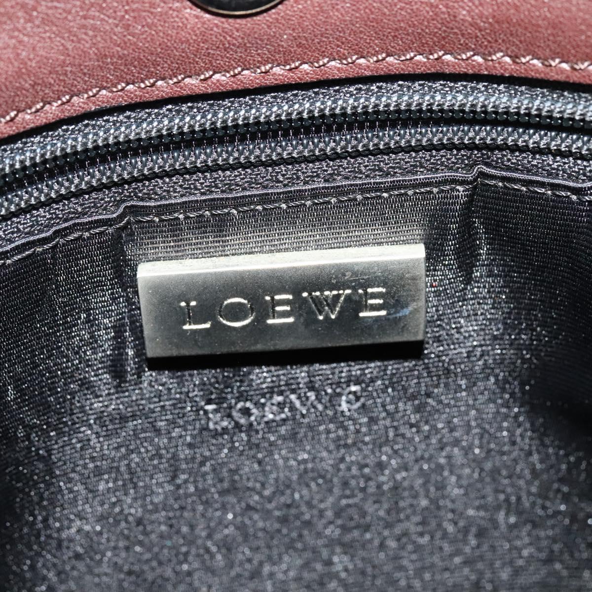 LOEWE Shoulder Bag Leather Brown Silver Auth 138181