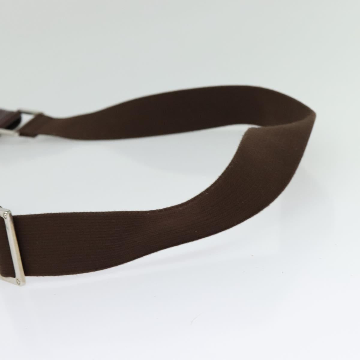 LOEWE Shoulder Bag Leather Brown Silver Auth 138181