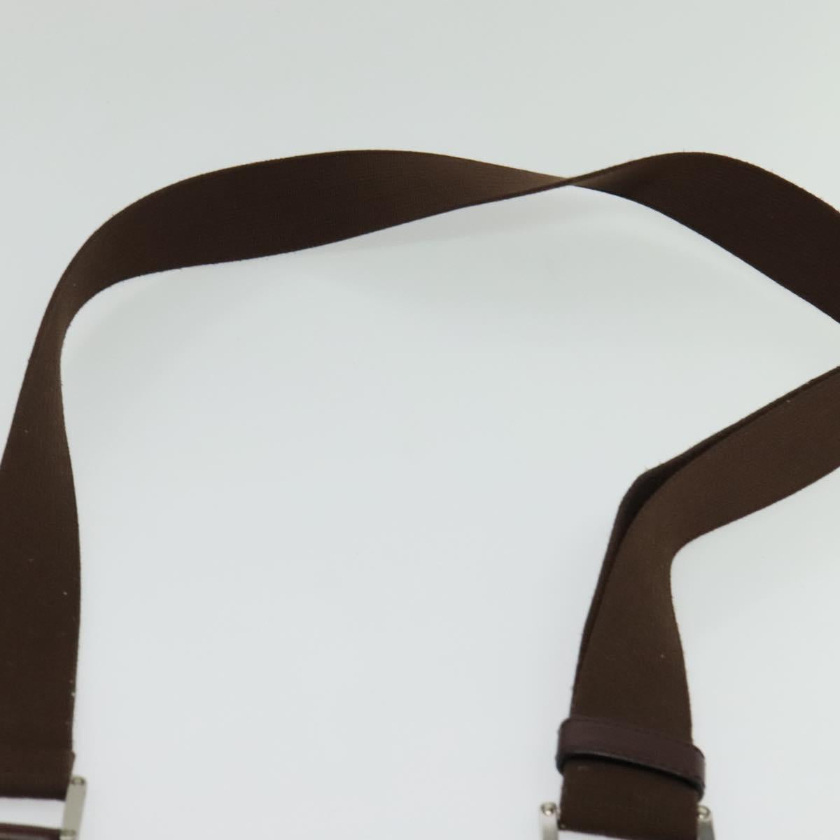 LOEWE Shoulder Bag Leather Brown Silver Auth 138181