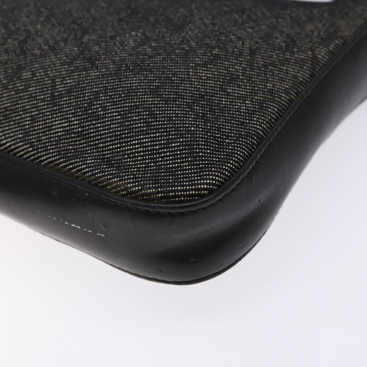 BVLGARI Logo Mania Shoulder Bag Canvas Black Silver Auth 138188