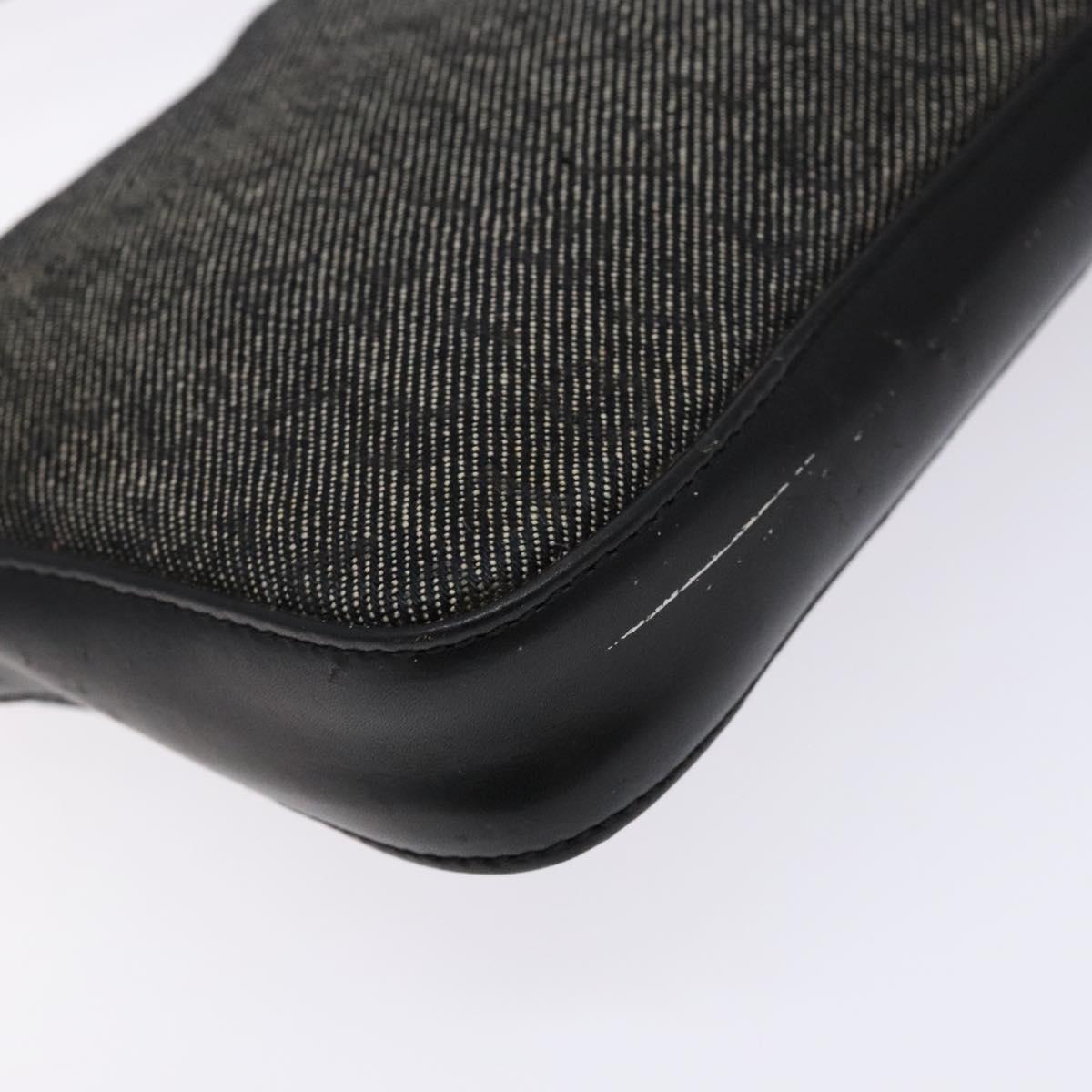 BVLGARI Logo Mania Shoulder Bag Canvas Black Silver Auth 138188