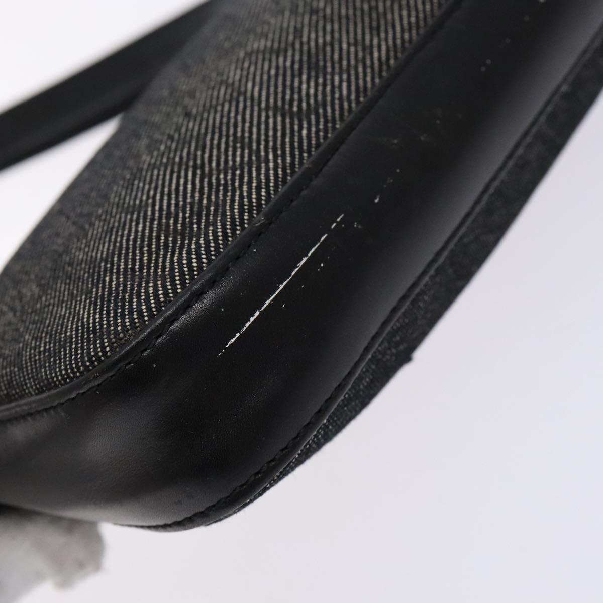 BVLGARI Logo Mania Shoulder Bag Canvas Black Silver Auth 138188