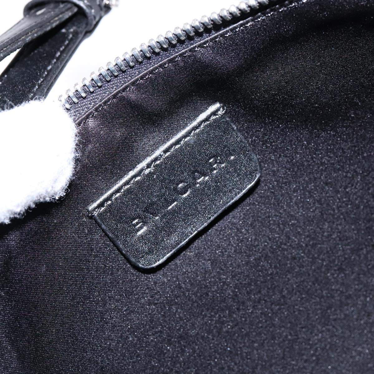 BVLGARI Logo Mania Shoulder Bag Canvas Black Silver Auth 138188